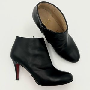 Christian Louboutin Belle 85 Calf Booties Heels Boots Leather Black 36.5